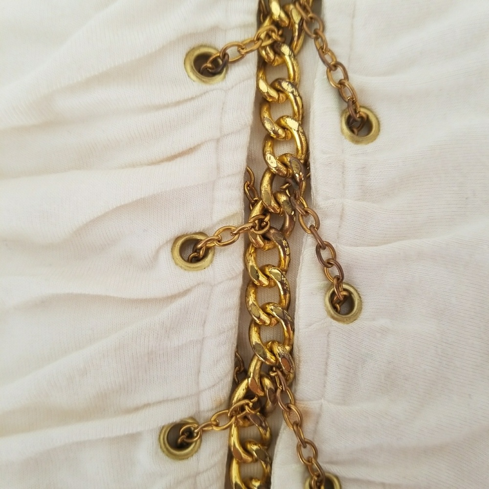 🔥HOT🔥 Sky Tight Gold Chain Detail Cream Dress - Picture 6 of 8